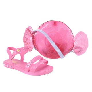 Sandália Infantil Criança Menina Barbie Candy Bag + Brinde Rosa Grendene (1)