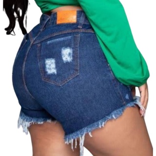 Short jeans Plus Size Hot-Paint Desfiado Feminina (5)