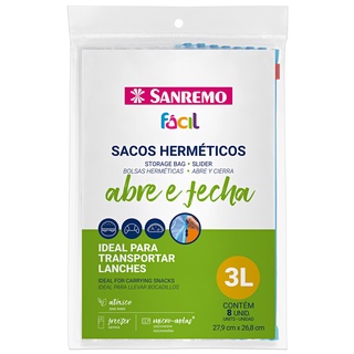 10 Sacos Herméticos Para Geladeira Abre Fecha 3L Saquinhos Plásticos Para Alimentos Sanremo