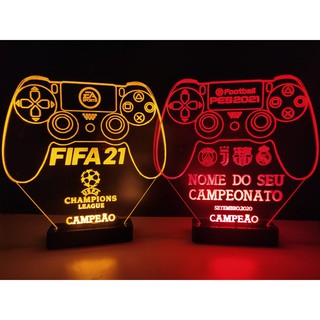 Troféu Iluminado Led Acrílico FIFA22 PES2022 EFootball PS4 XBOX PS5