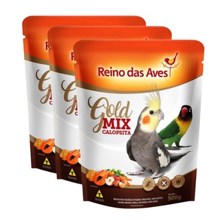Kit 3un Calopsita Gold Mix 500g - Reino Das Aves