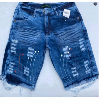 Bermudas Masculinas Jeans Com Lycra Slim Fit( rasgado sim Lycra)