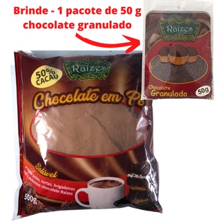 Chocolate em Pó 50% de Cacau - 500 gramas + brinde 1 pacote de chocolate granulado de 50g