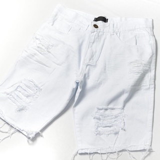 Bermuda Branca Masculina Jeans Claro Short Rasgado Desfiado Promoção