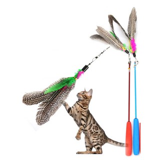 Brinquedos Interativos com Pena Sino Varinha Vara Retrátil para Gato Gatinho Enriquecimento Ambiental Guizo