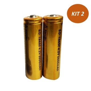 Kit 2 Bateria 18650 26800mah 3.7v Li-ion Lanterna Tática Led Recarregável (1)