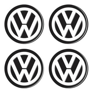 Jogo 4 Peças Emblemas Botons Adesivos Resinados Rodas Calotas 48mm Volkswagen Vw Claro Logo Gol Golf Polo Fox Jetta Voyage Up Logus Santana Saveiro