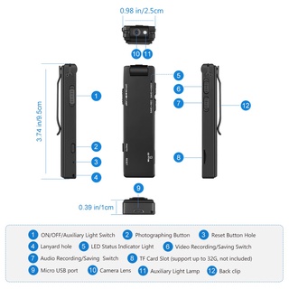 Vandlion A3 Mini Câmera HD Lanterna Micro Cam Corpo Magnético De Detecção De Movimento Snapshot Gravação Em Loop Camcorder (9)
