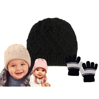 Touca frio + Luva Bebê Gorro Boina boné chapéu Recém Nascido Menino Menina Infantil kit inverno
