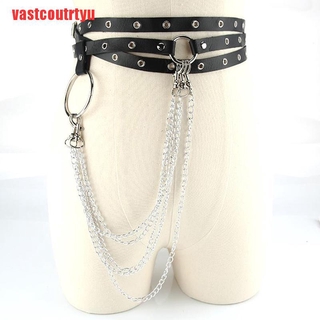 (KTMSS)Multi-layer Faux Leather Belt Metal Chain Waist Belt Punk Gothic Body Jewelry (6)