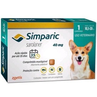 proteção contra pulgas e carrapatos pra cães 10 A 20 KG 1 comprimido