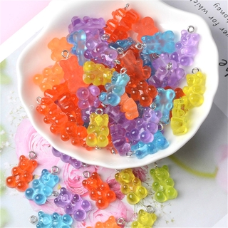 50Pcs DIY Mini Candy Color Resin Bear Charms Pendant/Gummy Bears Keychain Necklace Making Crafting Decoration Dollhouse (1)