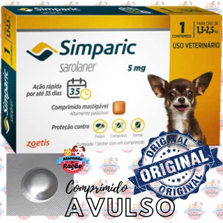 Simparic 5mg 1,3 A 2,5kg - 1 Comprimido Avulso ORIGINAL