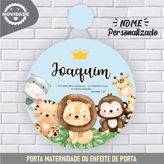 Porta Maternidade Personalizado - Decoração Quarto de Bebê + Nome + Brinde - Enfeite de Porta - Safari - Ursinho