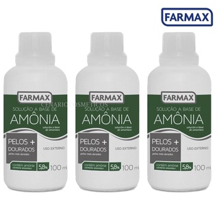 Kit 3 Amônia Farmax Líquida Pelos + Dourados 100ml