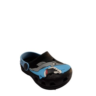 Babuche tradicional chinelo sandalia infantil confortavel preto/azul tubarão.