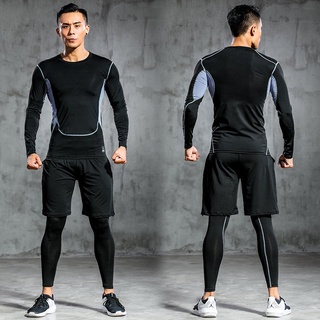 [Spot] Roupas masculinas de ginástica Fato esportivo Meia-calça altamente elástica Fato de secagem rápida (1)