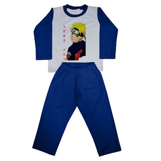 Pijama longo inverno Naruto escrita calça e camiseta manga longa personalizado promoção