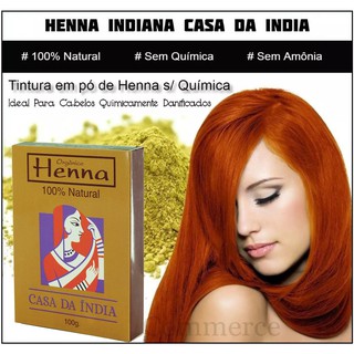 Henna Indiana 100% Natural Powder Casa Da Índia 100g Para Cabelo