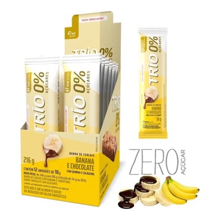 Barra De Cereal Trio Zero Açucar Banana E Chocolate Caixa 12 Unidades