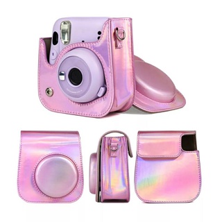 Bolsa Capa Case Para Câmera Polaroid Fujifilm Instax Mini 11 Couro Sintético Colorida Com Alça De Ombro (3)