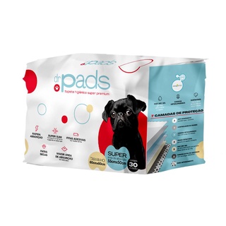 Tapete para Cachorro e Gato - 90x60 - 30 Unidades - Descartavel Dr. Pads Higienico cães