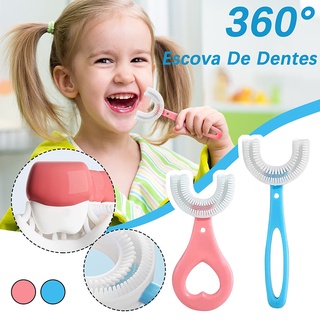 Escova De Dentes Infantil De Silicone Flexível De 360 Graus Para Crianças/Cuidado Oral