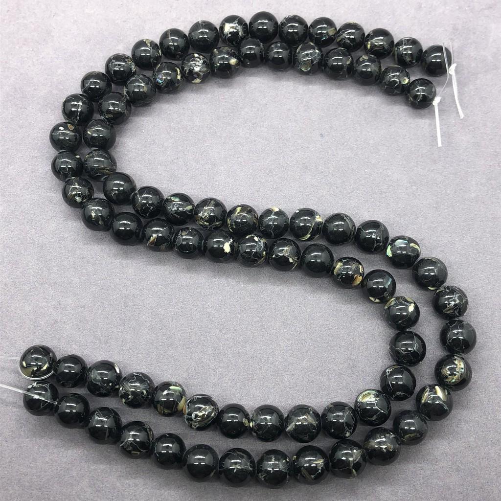 Black Mother of Pearl Turquoise Beads 4-12mm Round Loose Natural Stone 黑色金贝松散珠 (4)