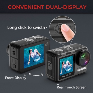 Keelead Câmera Action 4K Dual Screen WiFi 5m Corpo à prova d'água 60FPS 20MP 2.0 Touch LCD EIS Controle Remoto 4X Zoom Sports Cam (3)