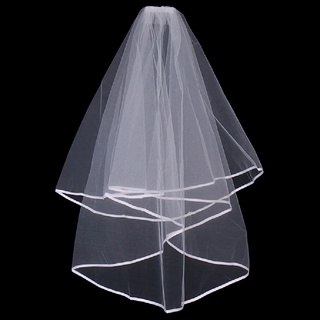 Véus De Noiva Curtos Com Duas Camadass 80cm Pente Branco Véu De Tule (5)