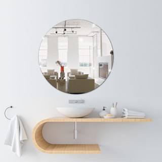 Espelho Decorativo Vidro Redondo 40x40cm Sala Banheiro Lapidado