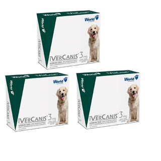 Kit c/ 3 Ivercanis 3mg C/4 Comprimidos Remedio Vermífugo, Anti-Parasitário Ecto e Endo Parasitas Anti Sarnas para Cães Cx C/4cp (1)