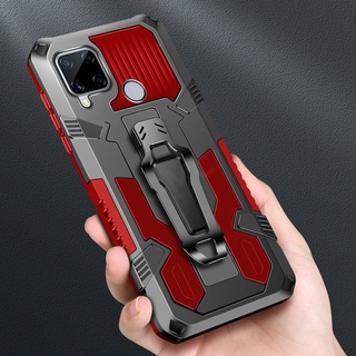 Realme C25 C25S C21 C20 C15 C12 C11 C3 C2 Hybrid Shockproof Case Armor Kickstand Cover With Belt Clip