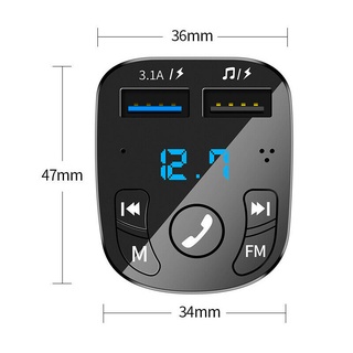Carro Transmissor Fm Sem Fio Bluetooth Mp3 Player Usb 2 Adaptadores De Carregador Rápido (3)