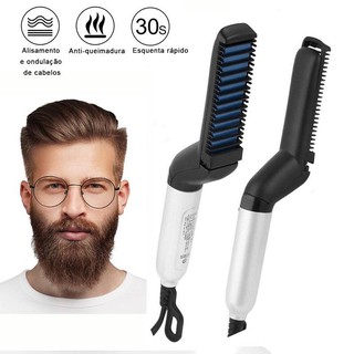 Chapinha modelador Pente Portatil para cabelo e barba masculino Pente Eletrico Escova Alisadora (1)