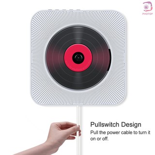 Pr* Wall Mounted CD Player Bluetooth Speakers Home Audio Boombox with Remote Control FM Radio AUX Input Headphone Output (6)