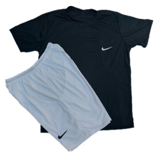 Kit 1 Camiseta Masculina Dry Fit Academia + 1 Bermuda Esportiva bordada treino - Conjunto (2)