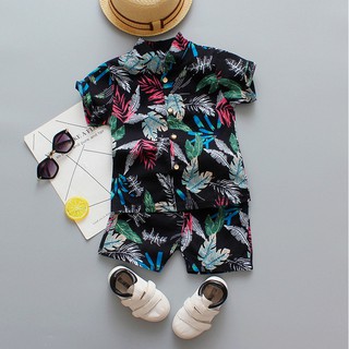 ✨-Baby Boys Clothes Sets Floral Print Short Sleeve T Shirts Tops+Shorts Holiday Summer Outfit 1-6Y (5)