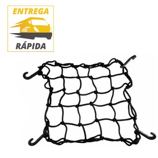 Rede Elástica Preta Moto / Bagageiro / bagagem / Bau Redinha - 35 X 35 Cor Preto