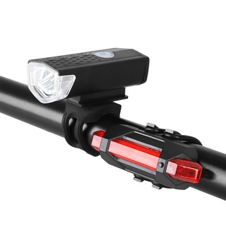 Farol Bike Luz Led Usb Recarregável 300 Lumens + Lanterna Traseira Usb Recarregável