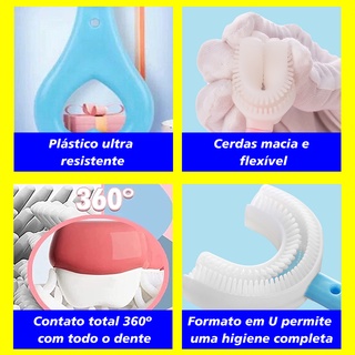 Escova De Dente Infantil 360 Formato U Silicone 2 A 6 Anos 6 A 12 Anos (4)