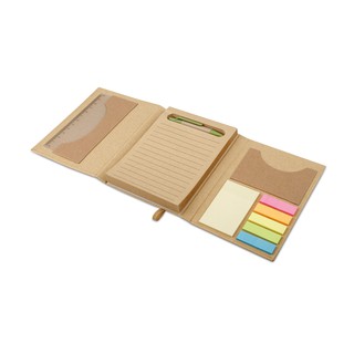 Kit Escritório ecológico com bloco reciclado, caneta, régua e notas post adesivo adesivadas para escrever (3)