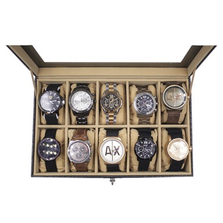 Caixa Maleta Guarda 10 Relógios Preto Com Interno Aveludado Bege (3)