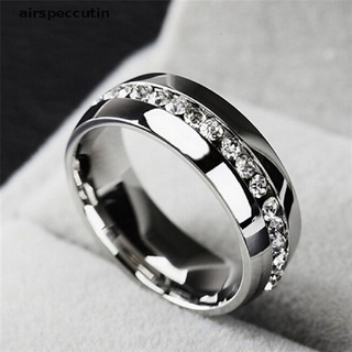 【airspeccutin】 Rhinestone Ring High Quality Stainless Steel For Men And Women Fashion Couple Ring .