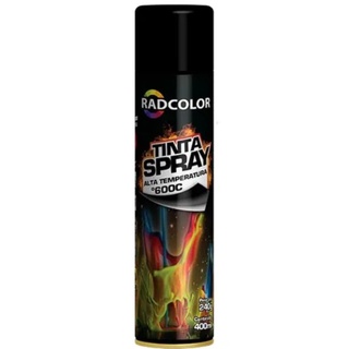 Tinta alta temperatura 600º graus spray preto fosco 400ml - radcolor 466 em Spray