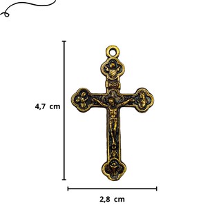 Kit 25 Entremeios Resinados Uma Face e 25 Crucifixos Em Ouro Velho Para Fazer Terço (6)