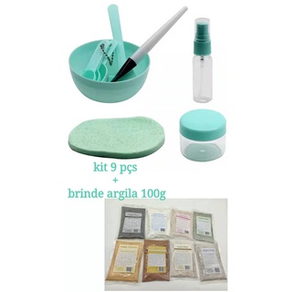 Kit Para Aplicação Mascara Argila + 100 gramas de argila (8 cores)