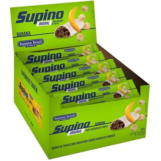 Barra de Frutas Supino Original Banana E Chocolate Branco Caixa com 16 unidades de 24g Barrinhas Banana Brasil