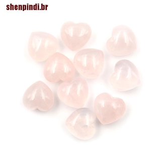 Shenpindi 1pç Gemst De Cristal Rosa Em Formato De Coração De Quartzo Natural (3)