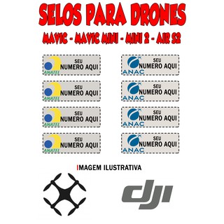 Selo Adesivo Anatel/Anac para Drone Dji Mavic Mini / Mini 2 / Air 2S